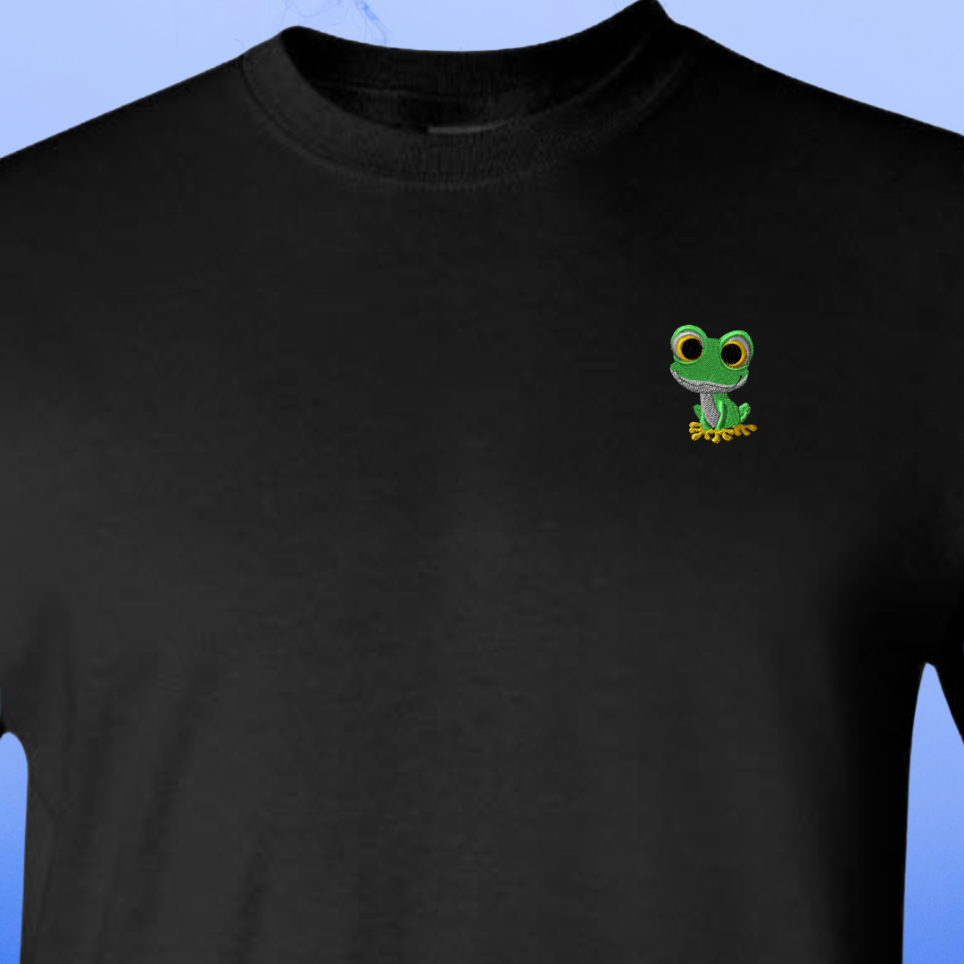 T-SHIRT EMBROIDERY of a Baby Frog Tee tshirt