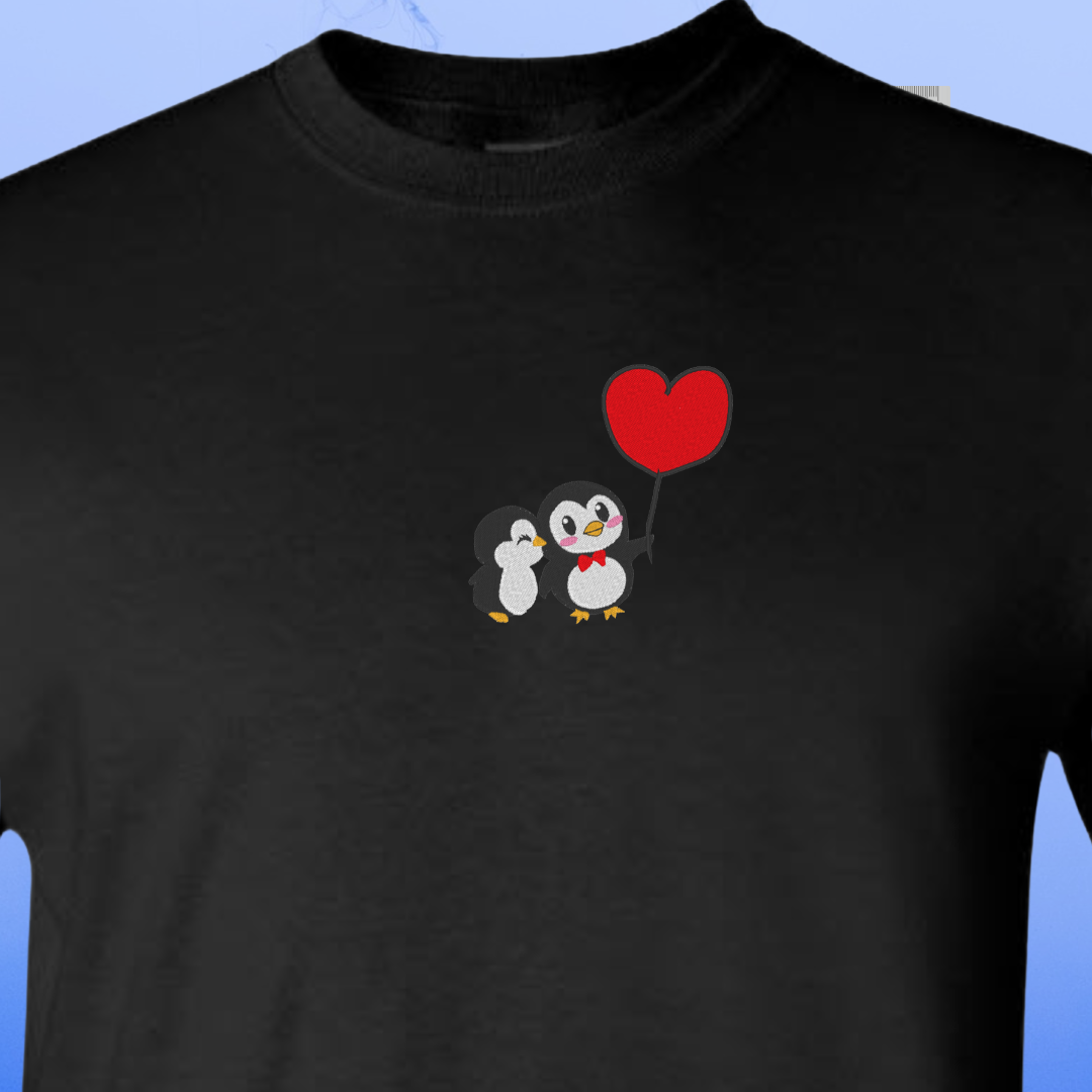 T-SHIRT EMBROIDERY of a PENGUIN Love Tee tshirt