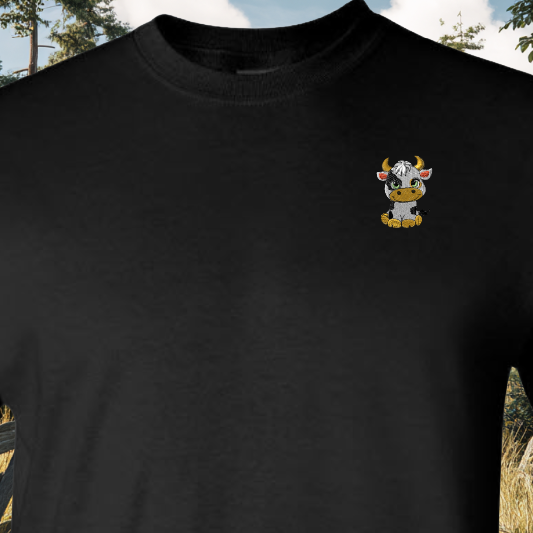 T-SHIRT EMBROIDERY Of Baby COW Tee tshirt