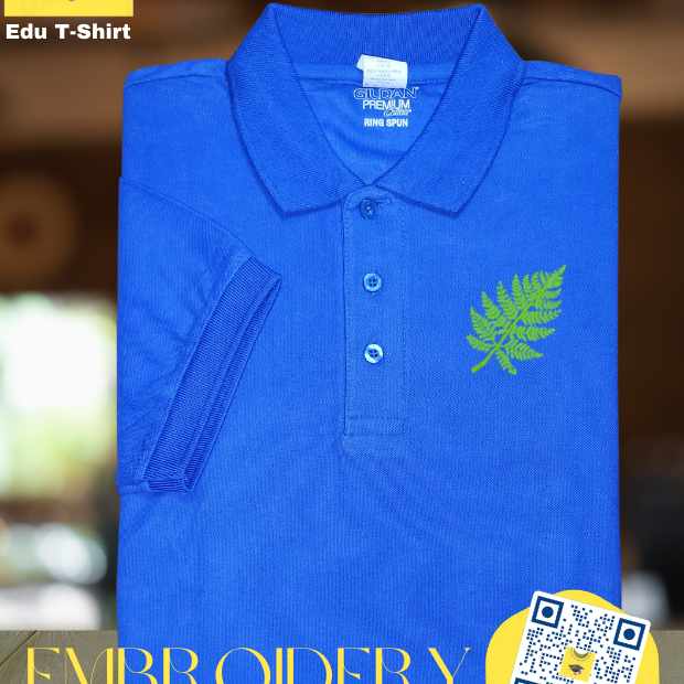Fern Leaf Embroidered Polo Shirt