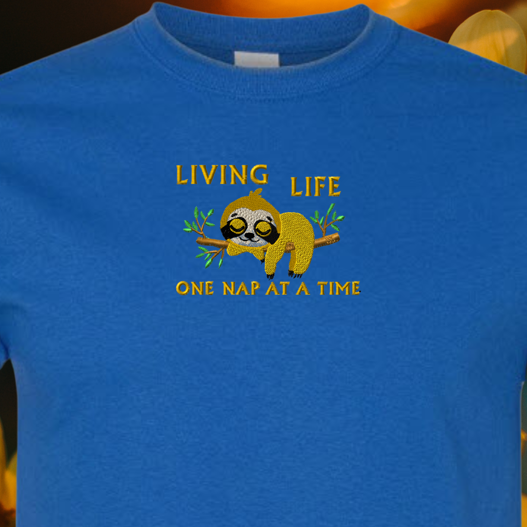 T-SHIRT EMBRIODERY of SLOTH One Nap at a Time Tees