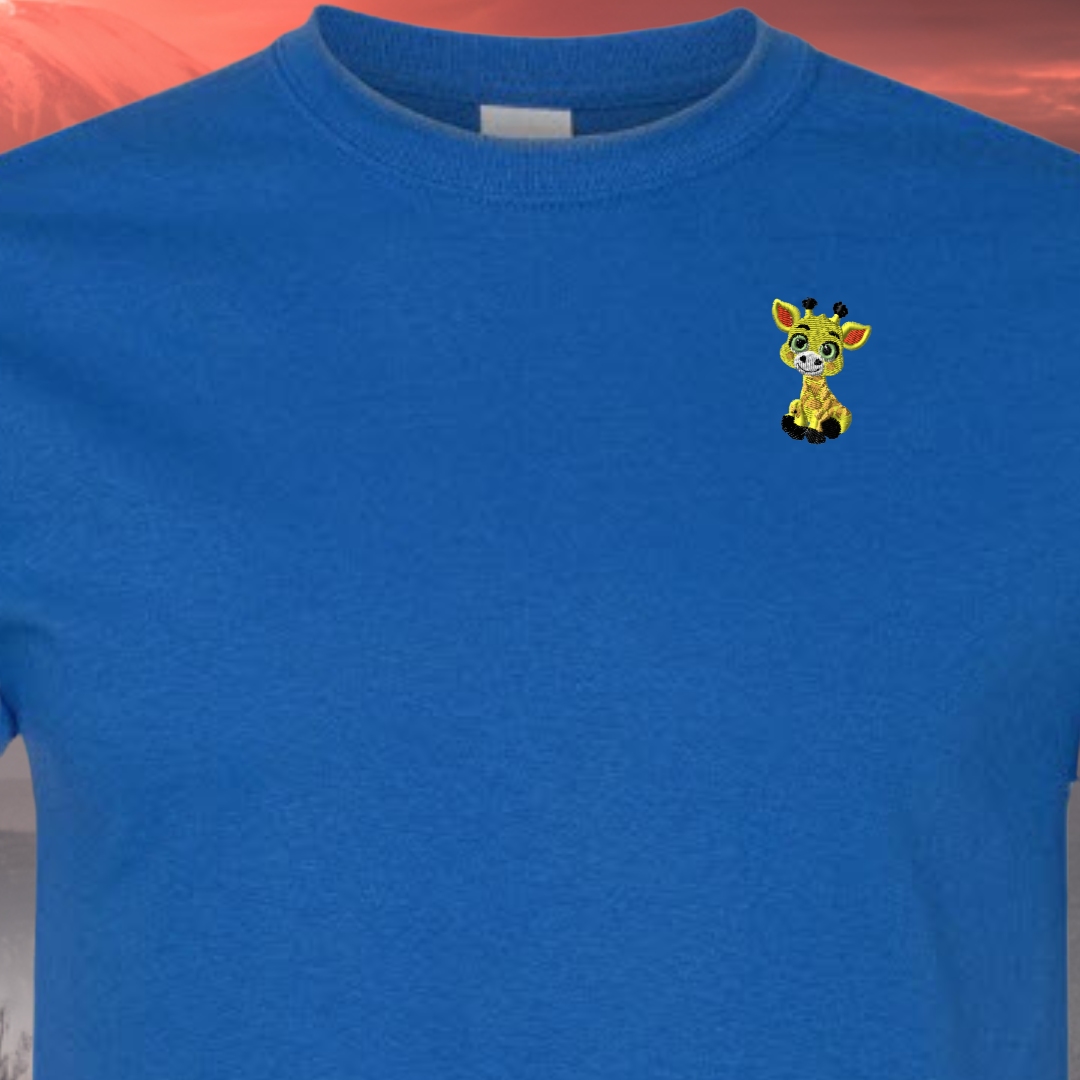 T-SHIRT EMBROIDERY Of Baby GIRAFFE Tee tshirt