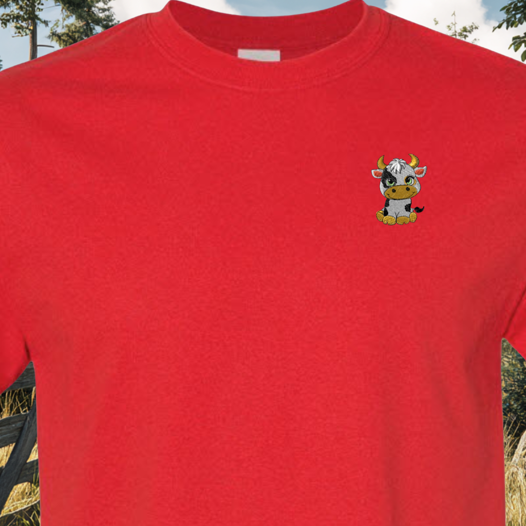 T-SHIRT EMBROIDERY Of Baby COW Tee tshirt