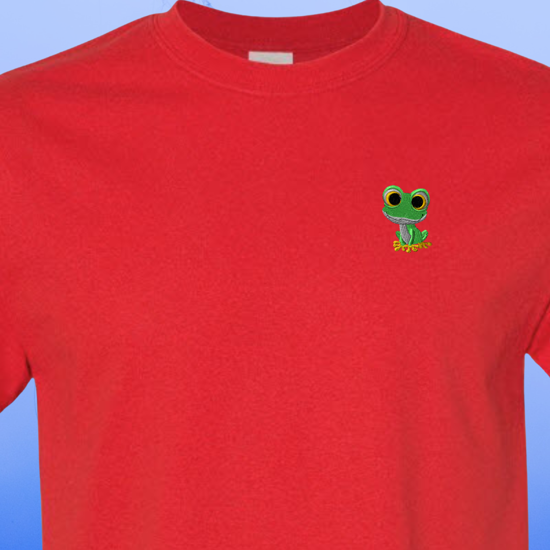 T-SHIRT EMBROIDERY of a Baby Frog Tee tshirt