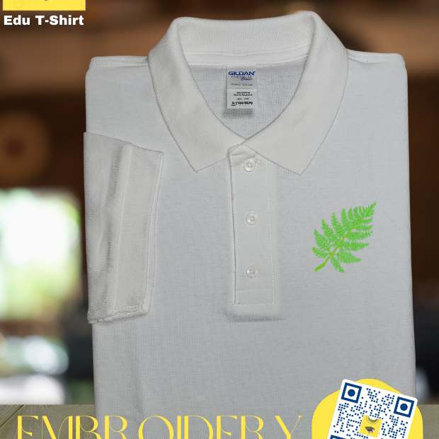 Fern Leaf Embroidered Polo Shirt