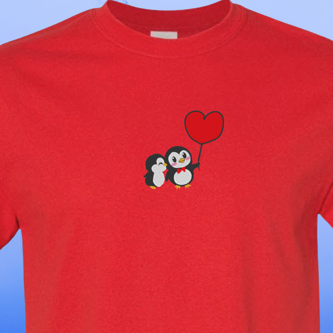 T-SHIRT EMBROIDERY of a PENGUIN Love Tee tshirt