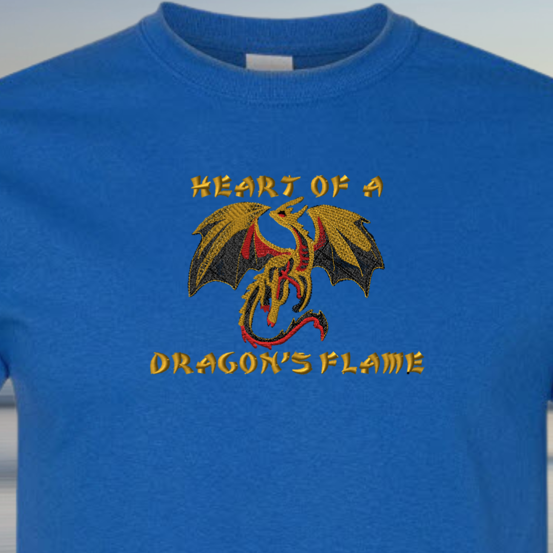 T-SHIRT EMBROIDERY Heart of the DRAGON Flame Tees