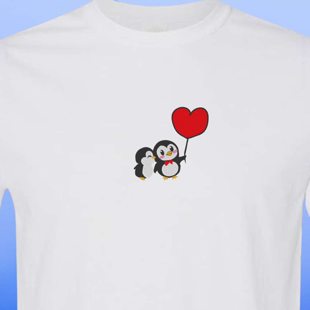 T-SHIRT EMBROIDERY of a PENGUIN Love Tee tshirt