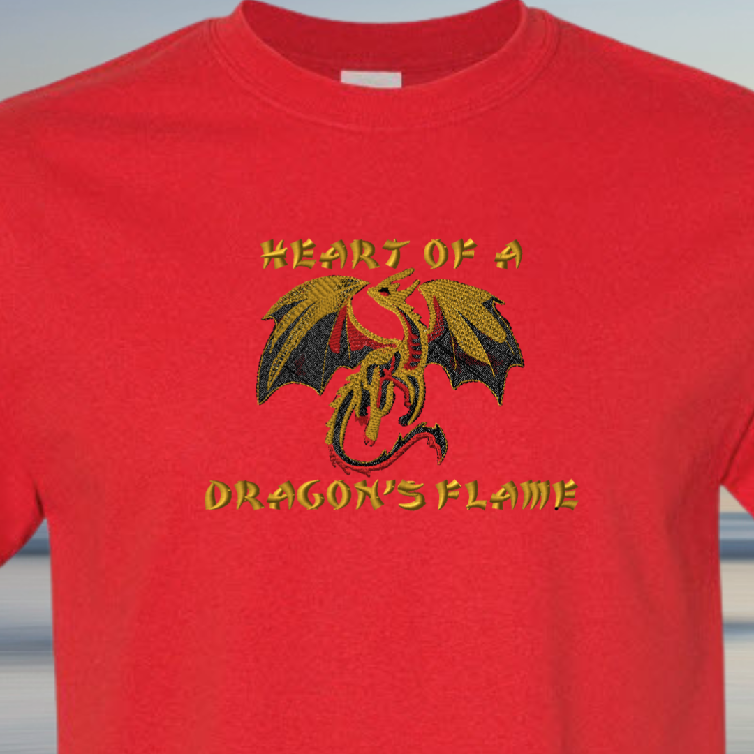 T-SHIRT EMBROIDERY Heart of the DRAGON Flame Tees
