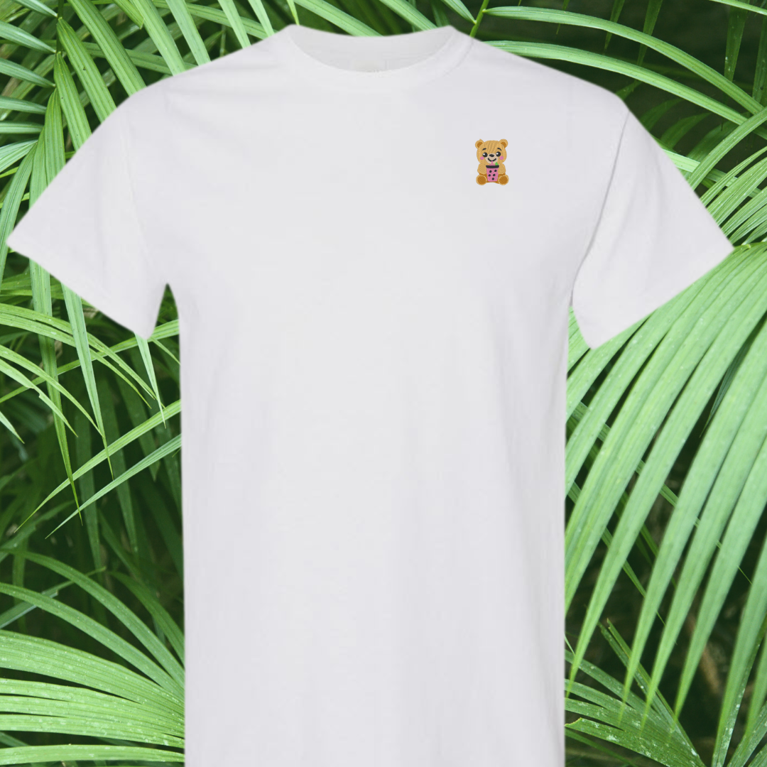 Bubble Tea Teddy Bear Embroidered T-Shirt