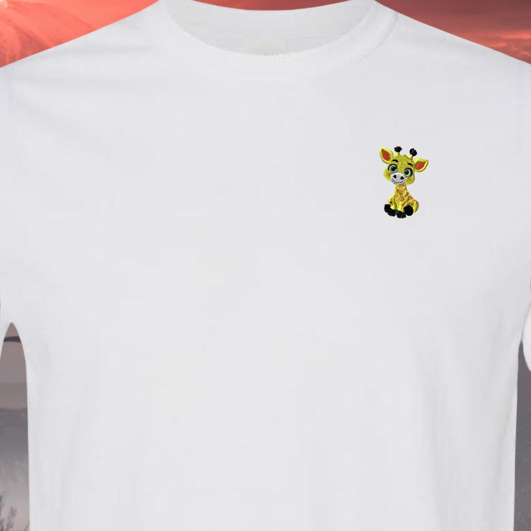T-SHIRT EMBROIDERY Of Baby GIRAFFE Tee tshirt