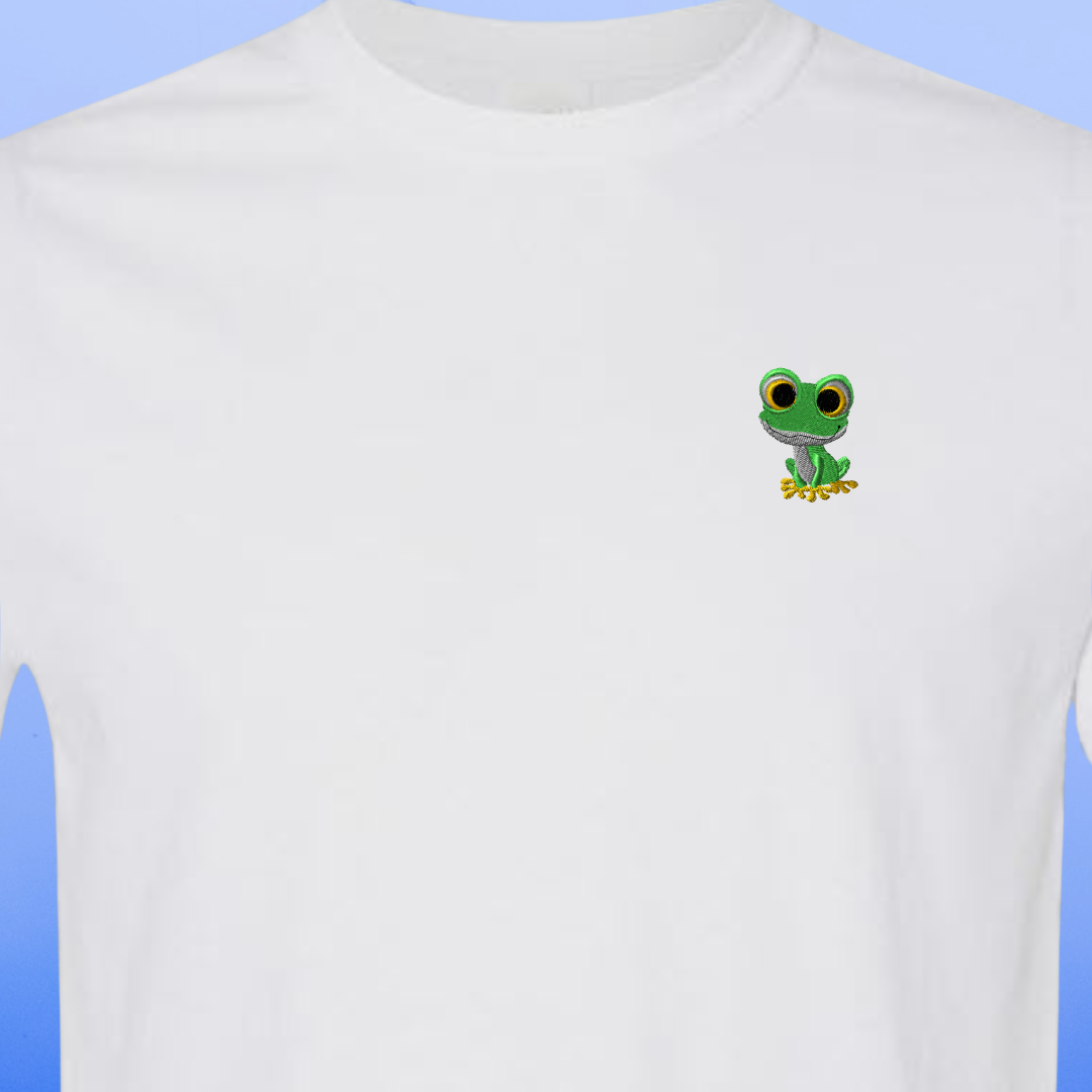T-SHIRT EMBROIDERY of a Baby Frog Tee tshirt