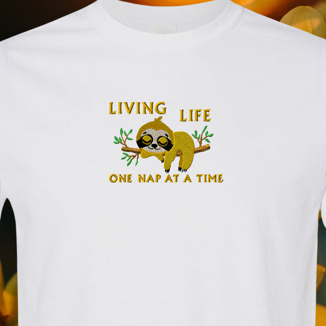 T-SHIRT EMBRIODERY of SLOTH One Nap at a Time Tees