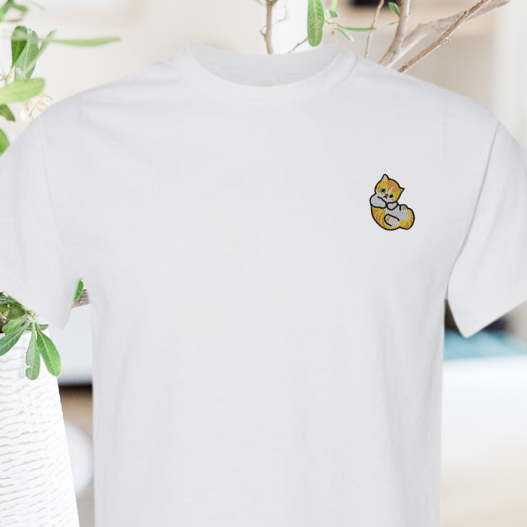 Lazy Cat Lullaby Embroidered T-Shirt