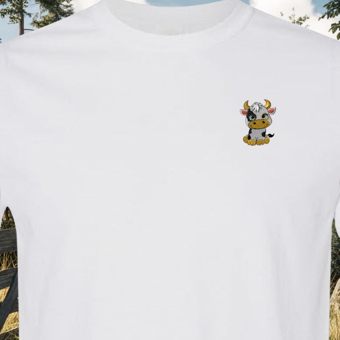T-SHIRT EMBROIDERY Of Baby COW Tee tshirt