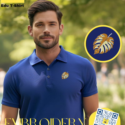 POLO-SHIRT with EMBROIDERY of  MONSTERA Leaf tee tshirt