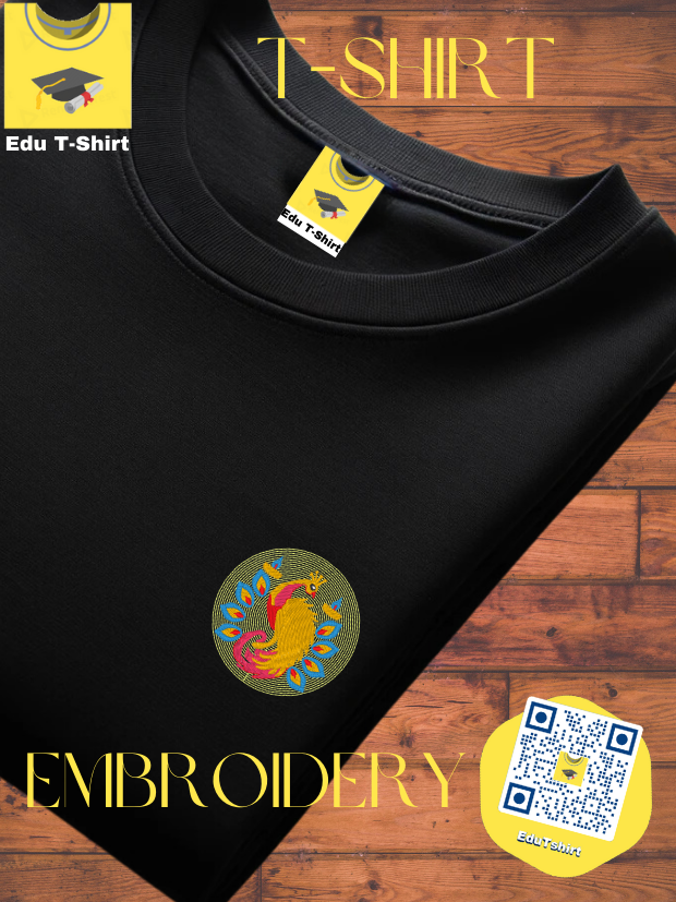 T-SHIRT with EMBROIDERY of a Peacock  DEEPAVALI
