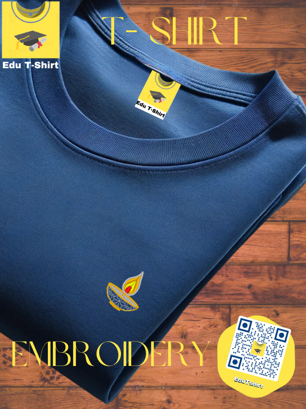 T-SHIRT with EMBROIDERY of a DIYA LAMP  DEEPAVALI