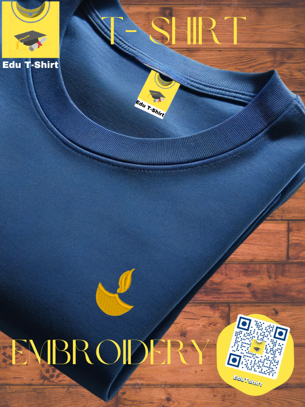 T-SHIRT with EMBROIDERY of a Golden Diya Lamp  DEEPAVALI