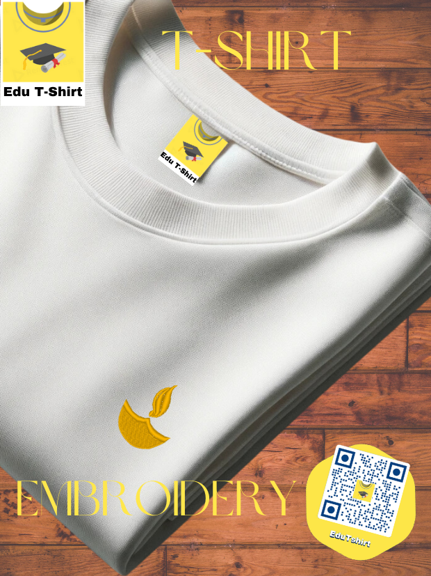 T-SHIRT with EMBROIDERY of a Golden Diya Lamp  DEEPAVALI
