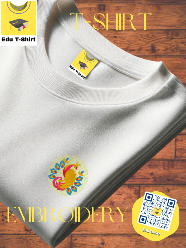 T-SHIRT with EMBROIDERY of a Peacock  DEEPAVALI