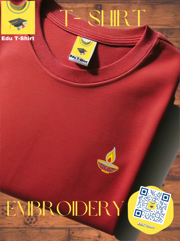 T-SHIRT with EMBROIDERY of a DIYA LAMP  DEEPAVALI