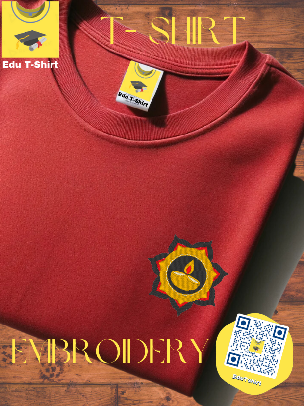 T-SHIRT with EMBROIDERY of Diya Candle  DEEPAVALI